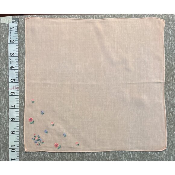 Vintage Handkerchiefs Embroidered Floral & Butterfly Designs 10" Square Cotton F - Picture 3 of 6